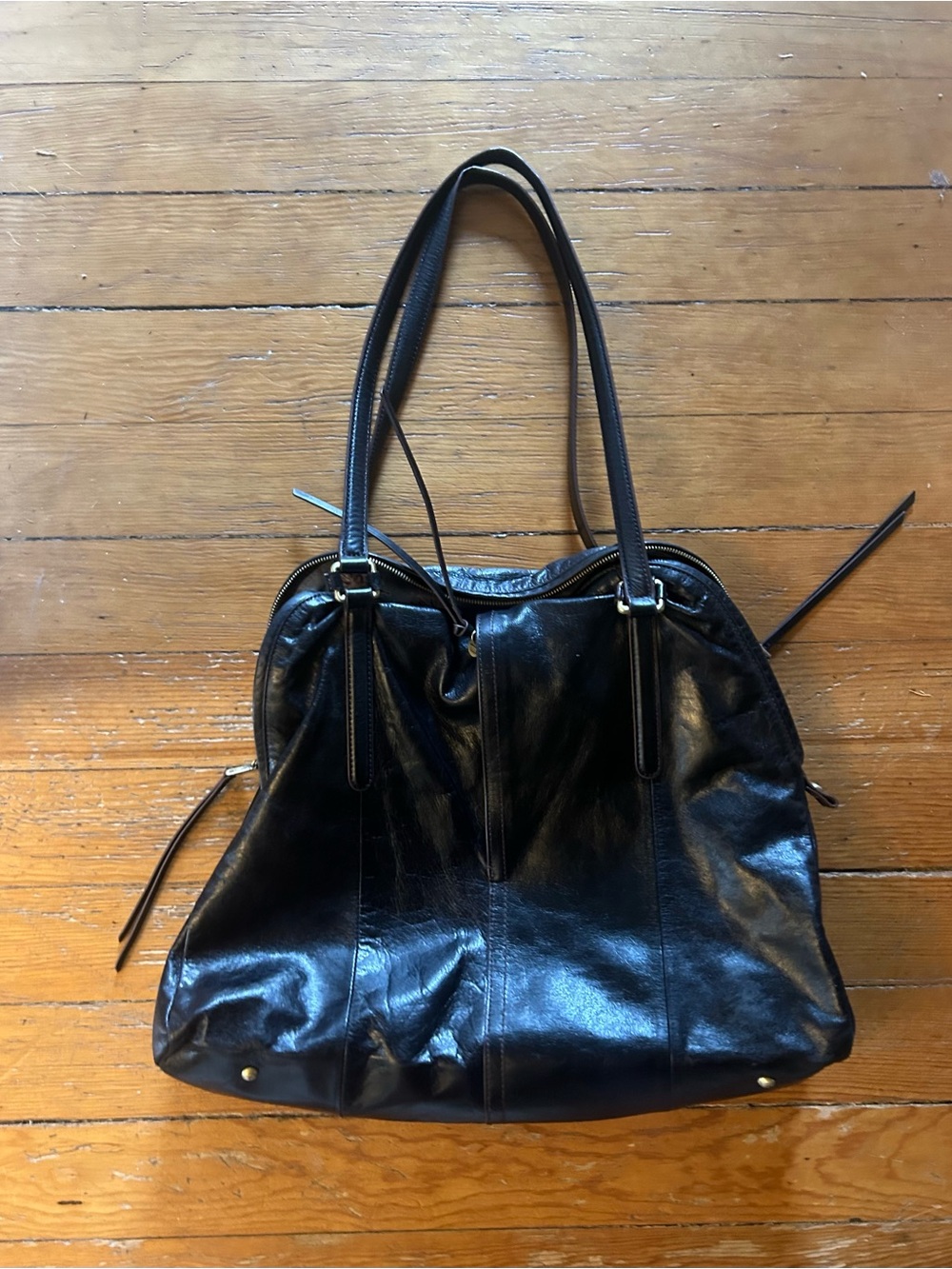 HOBO Black Leather Shoulder Bag - Women's Tote - Picture 5 of 16